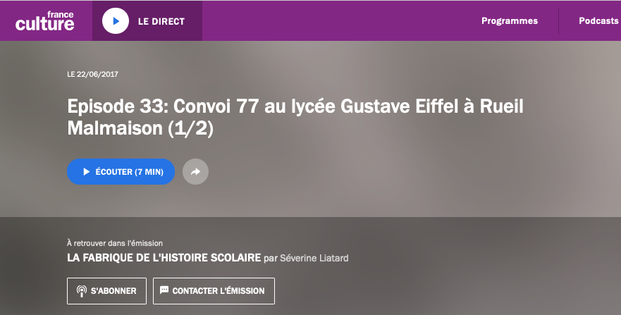 France Culture : La Fabrique de l'Histoire scolaire