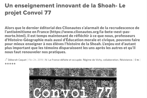 Clionautes – Un enseignement innovant de la Shoah