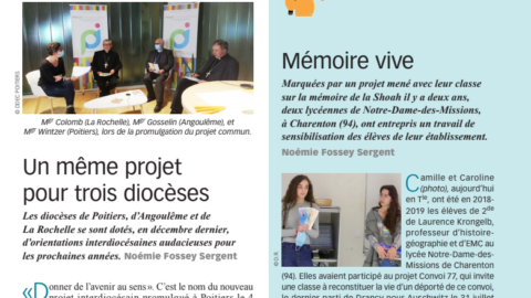 Convoi 77 dans un article du magazine Enseignement Catholique Actualités