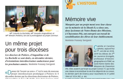 Convoi 77 dans un article du magazine Enseignement Catholique Actualités